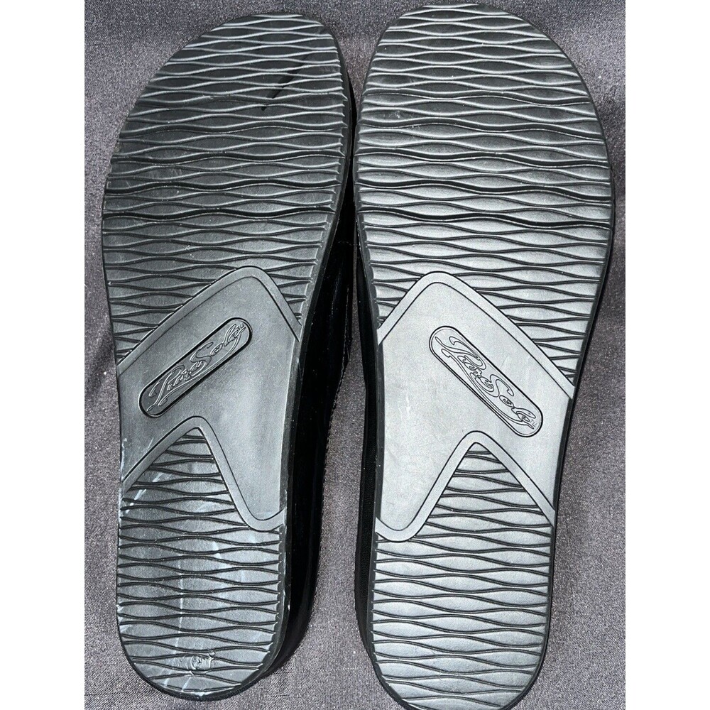 Pure Sole Cork Insole Sandals black leather with floral accent Women Sz 8 - Picture 14 of 14